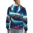thumbnail image 7 of Lsque Vintage Colorful Patterned Dolphin Pattern Casual Women's Hoodie,Hooded Sweatshirt with Kangaroo Pocket,Pullover Hoodie with Eye-catching Drawstrings-XX-Large, 7 of 7