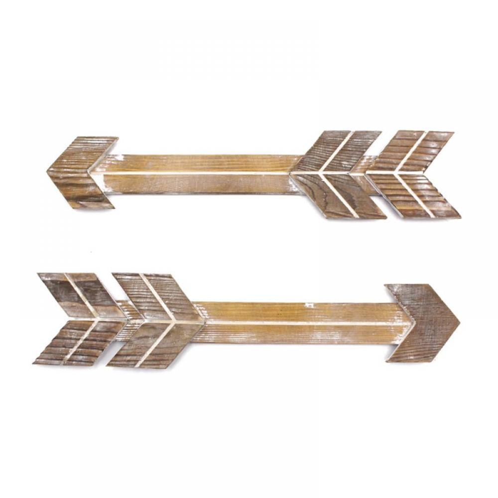 Outshine Rustic Brown Wooden Arrows, Farmhouse Wall Decor (Set of