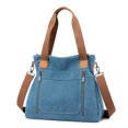 thumbnail image 3 of Bolso Bandolera Sencillo para Mujer Lona Gran Capacidad Con Múltiples Bolsillos Exteriores, 3 of 9