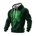 thumbnail image 1 of Ceisia Men's St. Patrick's Day Graphic Hoodie Casual Pullover | Glitter-Textured Four-Leaf Clover Dark Green Relaxed Hooded Top Gifts, 1 of 2