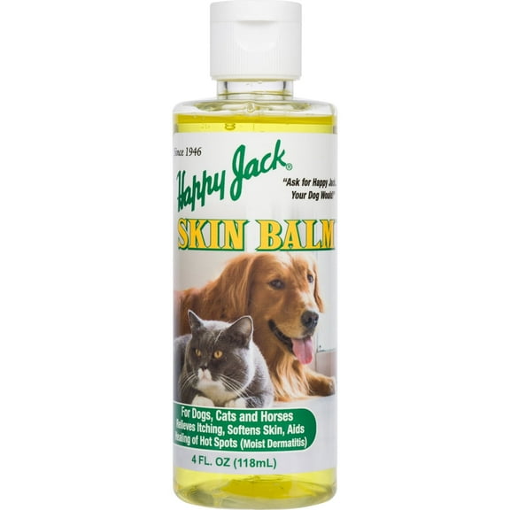 Happy Jack® Skin Balm Hot Spot & Itchy Skin Relief for Dogs, Cats & Horses (4 oz), Softens Skin, Aids Healing of Hot Spots, Fast Relief to Intense Itching, Scratching & Gnawing