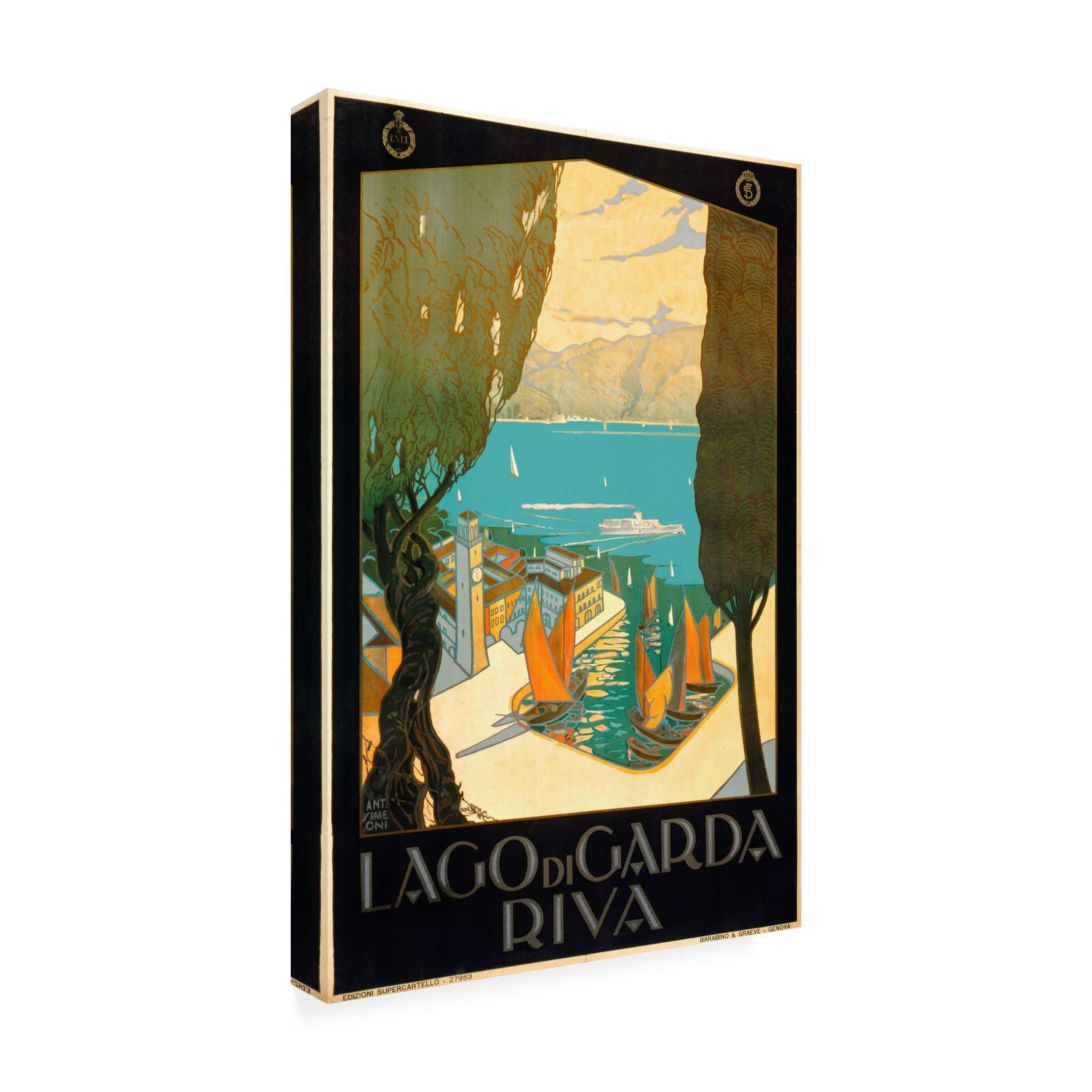 Print Collection 'Wharf on Lake Garda Italy' Canvas Art