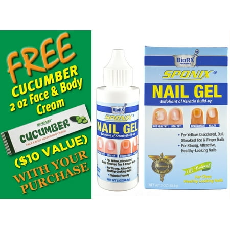Nail Gel 2 Oz (58.8 g) - For Yellow, Discolored and Dull Toe & Finger Nail - Includes FREE Cucumber Face & Body Nourishing Cream by