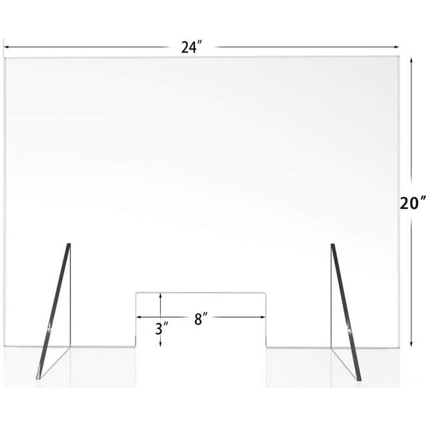 Sneeze Guard Acrylic Divider Protection Barrier Shield Checkout Counter Desk (20" W x 24" T 1/