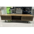 thumbnail image 2 of Hommpa TV Stand for TVs up to 75'' Mid-Centruy Home Entertainment Center with Slatted Door & Adjustable Shelf Dark Walnut for Living Room Bedroom, 2 of 6