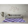 thumbnail image 3 of Ahgly Company Indoor Round Checkered Blue Modern Area Rugs, 5' Round, 3 of 4