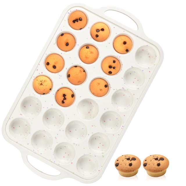 Mini molde para magdalenas CAKETIME con marco metálico de silicona, 24 tazas