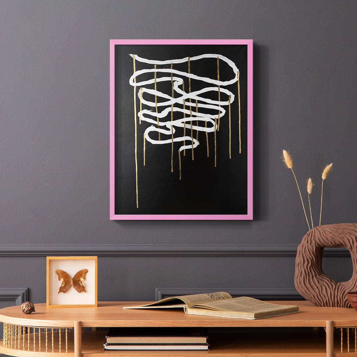 Weeping Ribbon II Framed Print in Pink Solid Wood 8 x 10 Framed Print