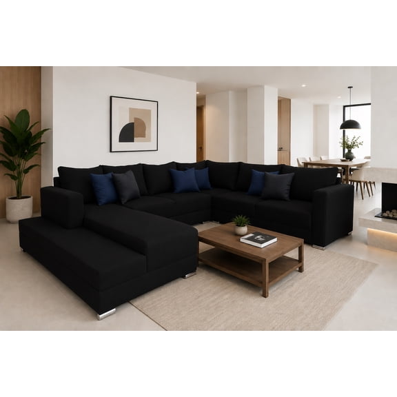 Sala Esquinera en U El Bazar Store Corbel Negro 200x315x255 cm moderna Tipo en U