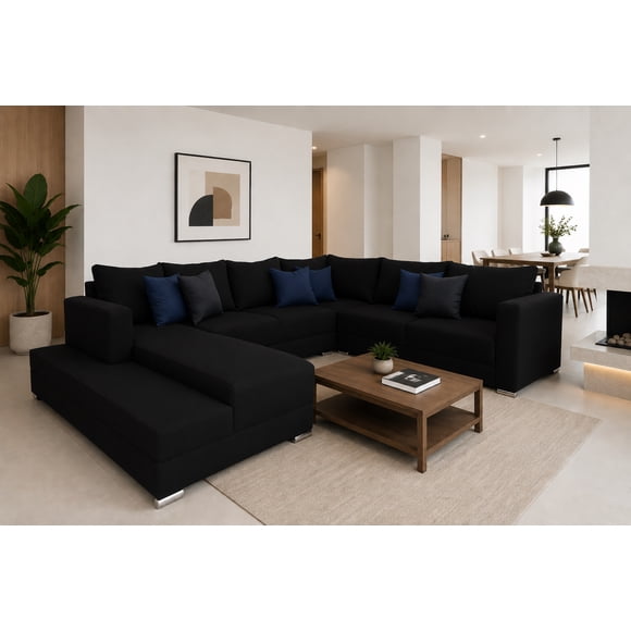 Sala Esquinera en U El Bazar Store Corbel Negro 200x315x255 cm moderna Tipo en U