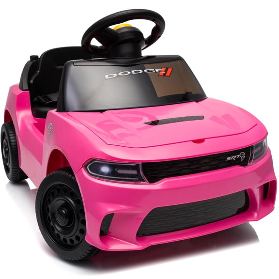Licensed Dodge Ride on Toy, Toddler Electric Car for Kids 1 to 3 with Music,Horn-Light Pink