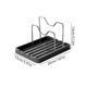 thumbnail image 3 of Soporte para tapas de encimera de cocina con bandeja de drenaje, organizador de estanterías de acero inoxidable para tapas, platos, tablas de cortar, negro o blanco, 3 of 6