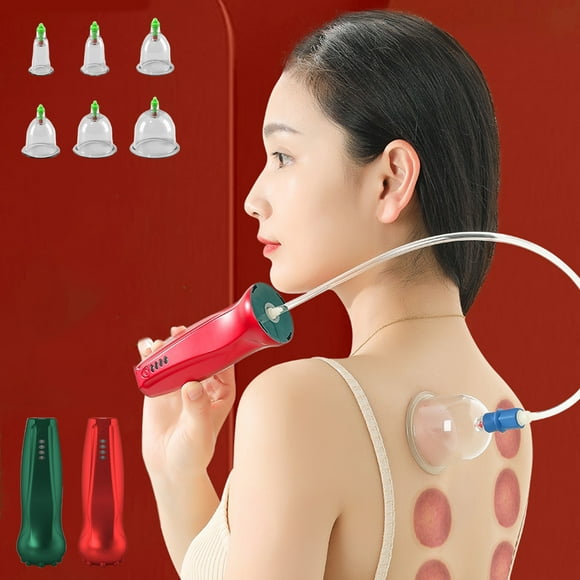 Holiday Gifts! Gspmoly Essence, Cupping Set, Professionals Massage Cupping Set with Pump and Extension Tube, 6Pcs Home Cupping Kit Suction Cup Vacuum Set Portable Rechargeable 10Ml Facial Essence