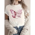 thumbnail image 4 of SHESIINN Women's Chic Bible Letter Print Tee - Comfy, Casual Short Sleeve Crew Neck T-shirt for Casual Attire & Stylish Layering, 4 of 9