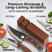 Matsato Knife Sharpener. Professional Japanese Knife and Scissor Sharpener. 2-in-1 Sharpening Tool