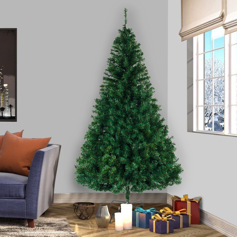 5/6/7/8Ft Christmas Tree Xmas Pine Green and Snow Flakes with Metal Stand 