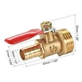 thumbnail image 2 of Uxcell G1/2" x 3/8" Female to Female Brass Air Ball Valve Shut Off Switch Hose Barb Brass Gold Tone 2pcs, 2 of 3