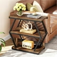 thumbnail image 4 of Tribesigns End Table, Industrial Side Table with 3 Storage Shelves, Wood Sofa Side Table, 4 of 5