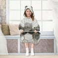 thumbnail image 7 of FORMRS Wearable Blanket Hoodie with Sleeves for Kids Cozy Flannel Sweatshirt, Gray Hexagons, 7 of 7
