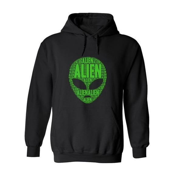 Words On Alien Face Hoodie Men -Image by Shutterstock, Male x-Large