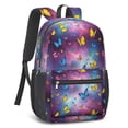 thumbnail image 2 of Purple Yellow Blue Butterfly Pattern 17" Waterproof Oxford School Backpacks for Teens, S-Shape Padded Straps, for School, Travel, Hiking, Camping, 2 of 5