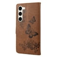 thumbnail image 3 of SaniMore for Samsung Galaxy S21 FE Case with Wrist Strap, Butterfly Embossed Magnetic Card Slot & Cash Bag Shockproof PU Leather Flip Folding Wallet Kickstand for Samsung S21 FE, Brown, 3 of 7