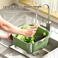 thumbnail image 5 of Double Layer Colander Two Tier Wash Basin, Plastic Kitchen Fruit Vegetable Rinsing Draining Container, Multifunctional Food Washing Basket for Daily Household Meal Prep, Green, 5 of 7