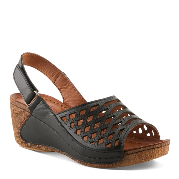Spring Step Denair Women’s Leather Wedge Slingback with Cushioned Comfort