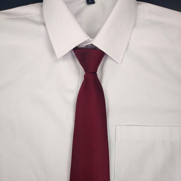 Corbata de hombre de sarga de seda de poliéster sin nudos, corbata de color liso con cremallera