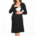 thumbnail image 4 of Beaisland Women's Maternity Nursing Dress Long Sleeve Midi Dress For Breastfeeding with Pockets, 4 of 6