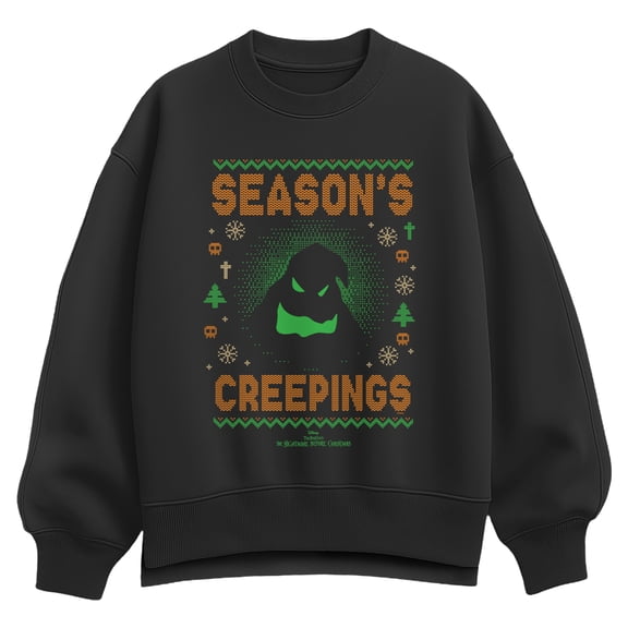 The Nightmare Before Christmas - Oogey Boogey Ugly Sweater - Women's Oversized Fleece Crew Sweatshirt