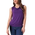 thumbnail image 2 of Tops sin mangas INSPIRE CHIC para mujeres con cuello drapeado, blusa ligera y casual morado XS, 2 of 6
