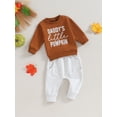 thumbnail image 3 of Cenuakty Baby 2 Piece Halloween Outfit, Cute Letter Print Long Sleeve Sweatshirt and Pants Set for Newborn Infant Fall Clothes, 3 of 9