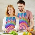 thumbnail image 3 of Colorful Tie Dye Spiral - Floral Pattern Apron-Garden Aprons for Women with Pockets-Cotton Linen Waterproof Kitchen Cooking Gardening Aprons Adjustable for Kitchen,Cooking,BBQ and Salon 33x27 Inch, 3 of 7