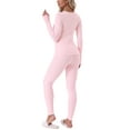 thumbnail image 3 of INSPIRE CHIC Womens Thermal Underwear Sets Thumbholes Long Sleeve with Leggings Winter Cold Base Layer Pajamas Set XL Pink, 3 of 6