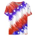 thumbnail image 4 of T-shirts d'Été pour Femmes Étoiles Rayures Graphiques T-Shirts Manches Courtes Col Rond Décontracté Basique Blouses Coupe Ample Tuniques Chemises, 4 of 4