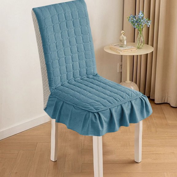 Eespoir Thickened Quilted Chair Covers, Full Coverage Stool Cover Set, For Dining Chairs, Kitchen Seats, Decorative Protection, Washable Fabric, Easy Fit(Blue)