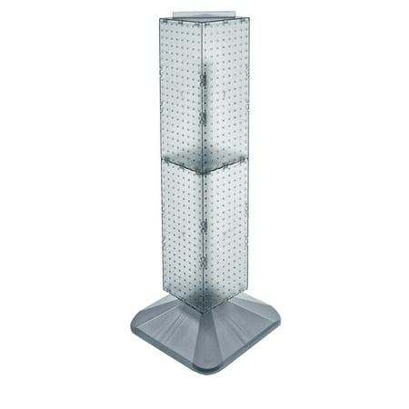 UPC: 0794504775839 | Azar Displays 703387-CLR Clear Four-Sided Pegboard Floor Display on Revolving Base. Spinner Rack Tower. Panel Size: 8 W x 40 H