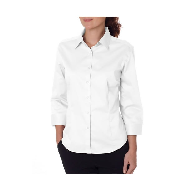 Van Heusen Van Heusen Women's Durable 3/4 Sleeve Dress Twill Shirt