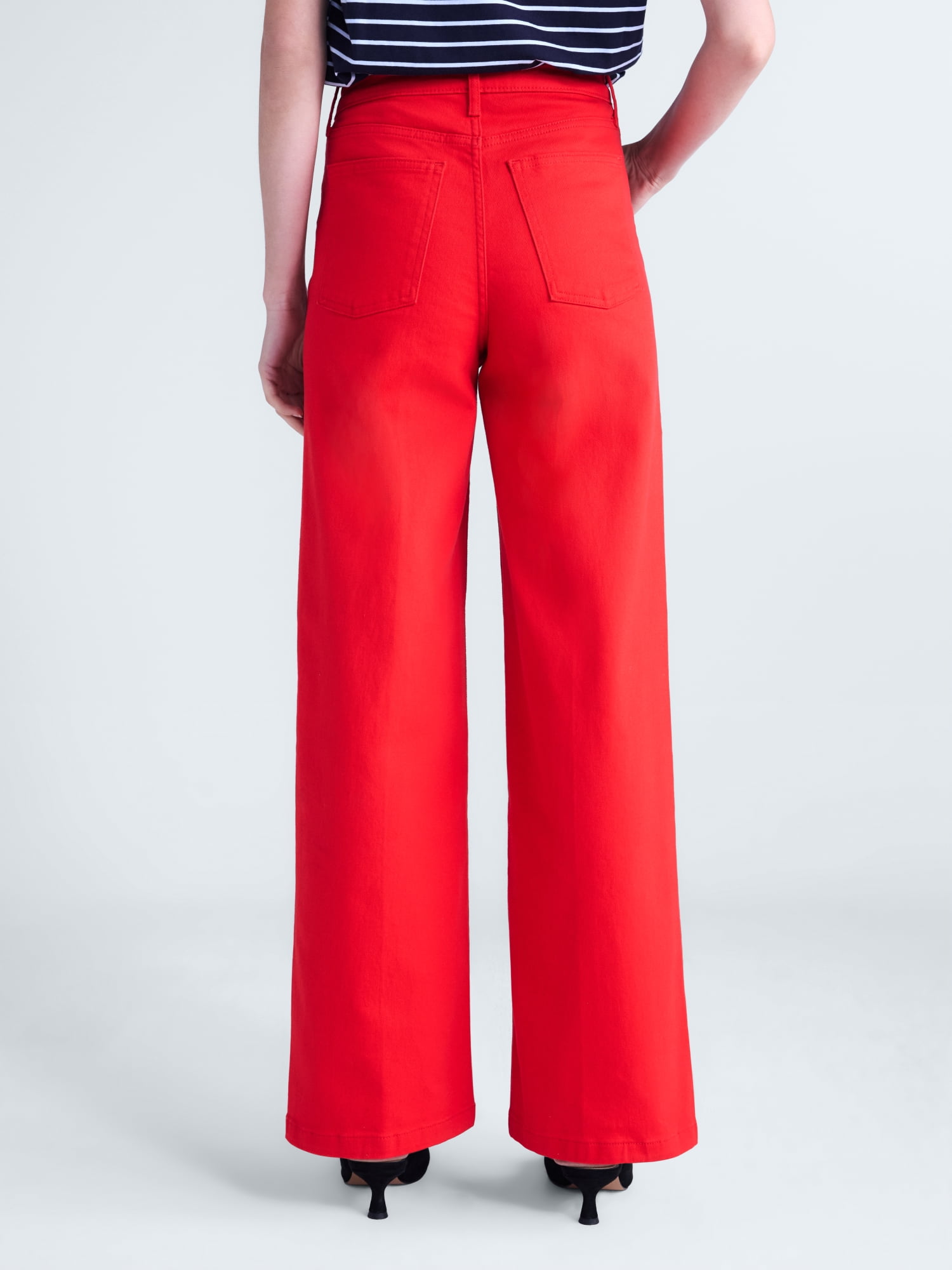 Free Assembly Women's and Women’s Plus Crease Wide Leg Trouser Jeans, 32" Inseam, Sizes 0-20