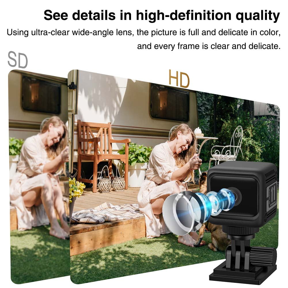 Wiher Small Security Camera Wireless, 1080P Mini Indoor/Outdoor Camera with 8Hrs Battery, Night Vision, Motion Detection Alert, Cloud & TF Storage, 4 Users View Same Time, for Home/Baby/Pet(White)
