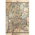 thumbnail image 1 of 24"x36" Gallery Poster, railroad map of Ohio, Indiana, & Michigan 1859, 1 of 1
