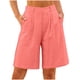 thumbnail image 1 of Pantalones de Algodón para las Mujeres Lino de Color Sólido de Verano de Ajuste Suelto, Bolsillos de Hendidura Lateral de Pierna Recta, 1 of 8