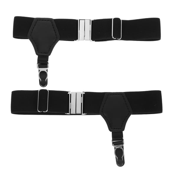 CIMAXIC Men's Adjustable Sock Suspenders Garters Hold Up Braces 2pcs Black,11.81"X0.98"X0.12"