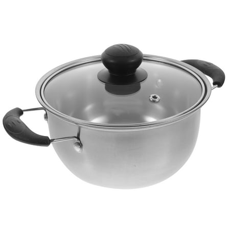 

1pc Stainless Steel Soup Pot Multifunctional Pot Practical Hot Pot with Glass Lid