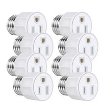8 Pack Light Socket to Plug Adapter - E26/ E27 3 Prong Light Socket Outlet - Light Bulb Outlet Socket Adapters, High-Quality 2/3 Prong Plug in Light Socket Adapter for Home Porch Patio Garage