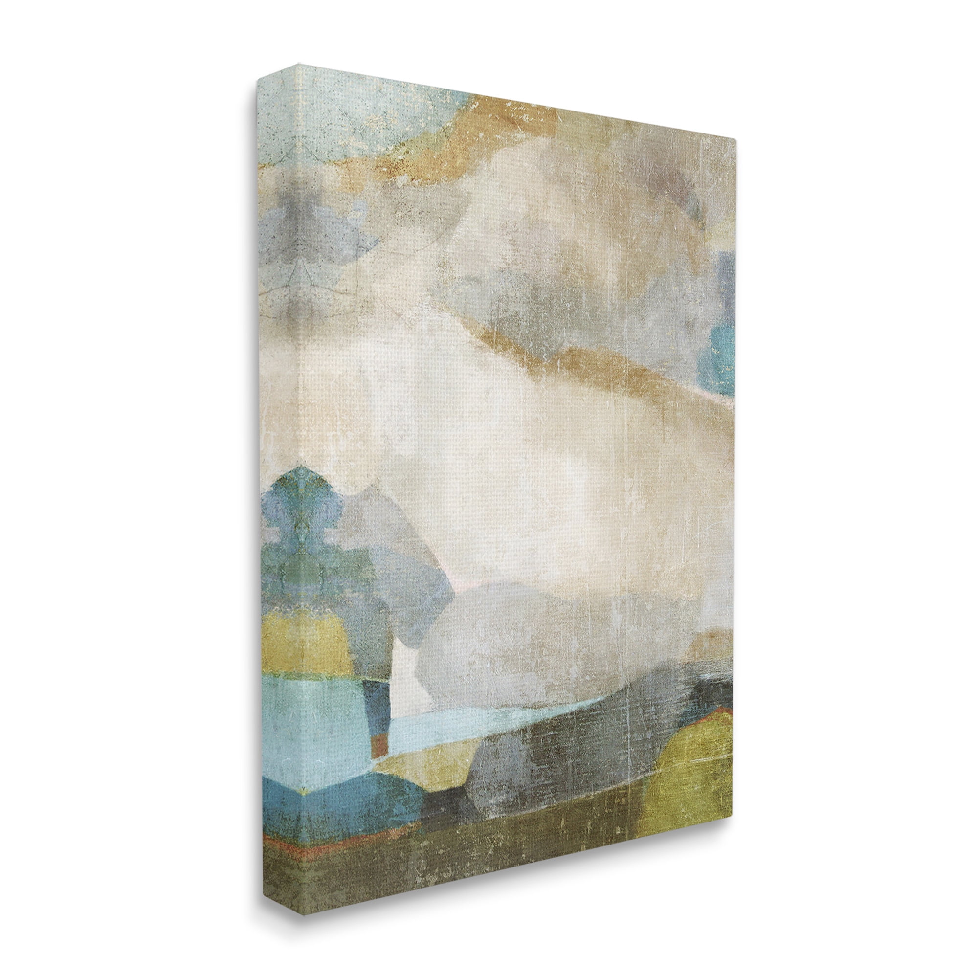 Stupell Industries Blue & Neutral Abstraction Abstract Painting Gallery Wrapped Canvas Art Print Wall Art, 16 x 20
