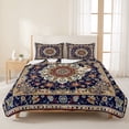 thumbnail image 3 of Twin Quilt Set 68''x86'', Navy Blue Boho Lightweight Bedspread Coverlet Set with 2 Pillow Shams, Contemporary Abstract Ethnic Vintage Geometric Breathable All Season Quilt Bedding for Dorm/Bedroom, 3 of 9