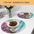 thumbnail image 5 of Summer Beach Round 13 Inch Placemats Set of 2, Pink Tree Blue Coastal Ocean Natural Scenery HeatResistant Non Slip Place Mats for Dining Table, Wipeable Braided Kitchen Table Mats for Housewarming, 5 of 9