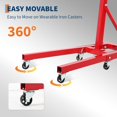 thumbnail image 4 of Support de Moteur Robuste 2000 Lb, Support de Moteur Pliable Rotatif avec Tête 360, 4 Bras Réglables et 6 Roulettes pour Réparation Auto, Rouge, 4 of 7